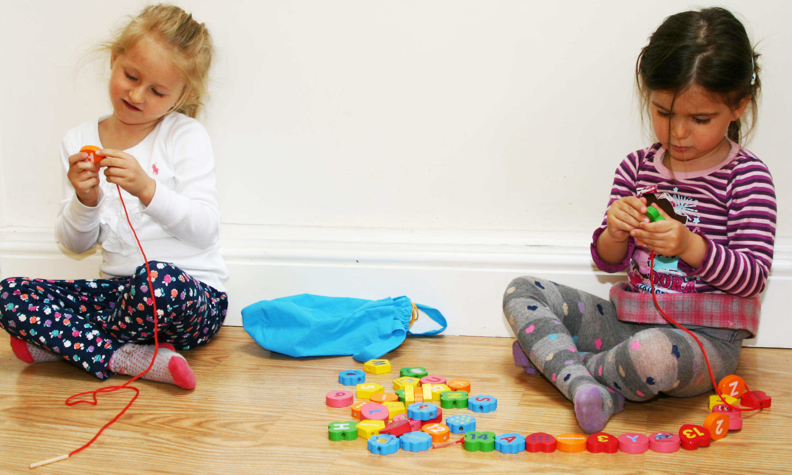 Jumbo Wooden threading beads with 26 alphabet blocks and 20 numbers - the best on the market!