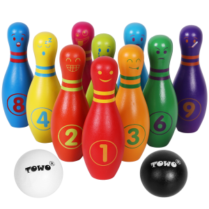 Wooden Skittles Set with Emotional Faces for Toddlers